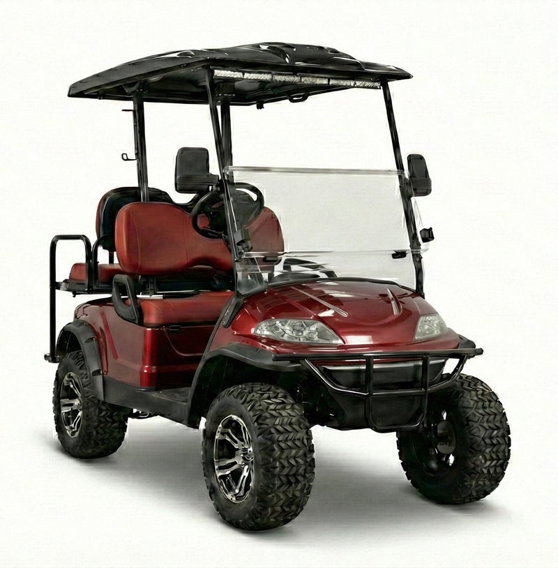 EPIC 2+2 Lifted Electric Golf Cart with Lithium Battery 105Ah & Standard Tires | 4-Seater LSEV (Red) - Image 3